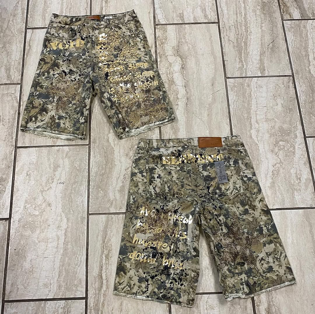 Camo Jorts with Rhinestone Patches