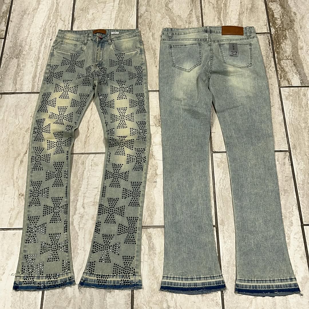 Chrome Heart Style Jean Stacks